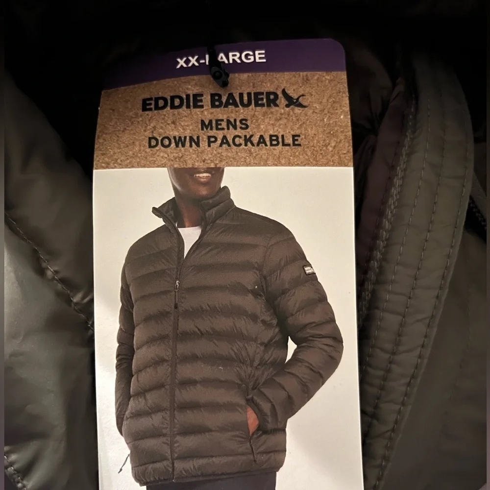 NWT Eddie Bauer men’s down lightweight Packable Puffer jacket dusky gree…